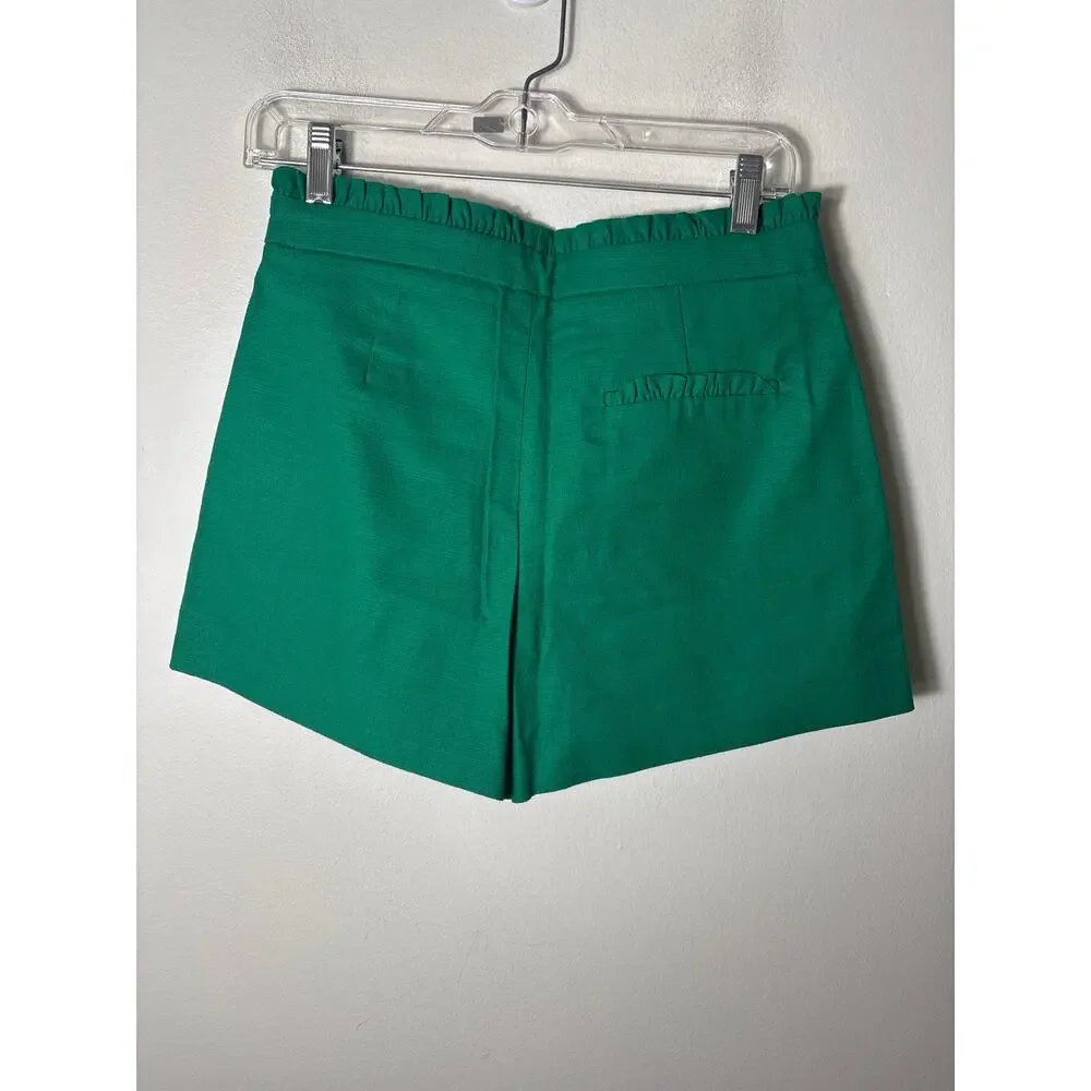 J. Crew Kelly Green Ruffled Flat Front Shorts Sz 2